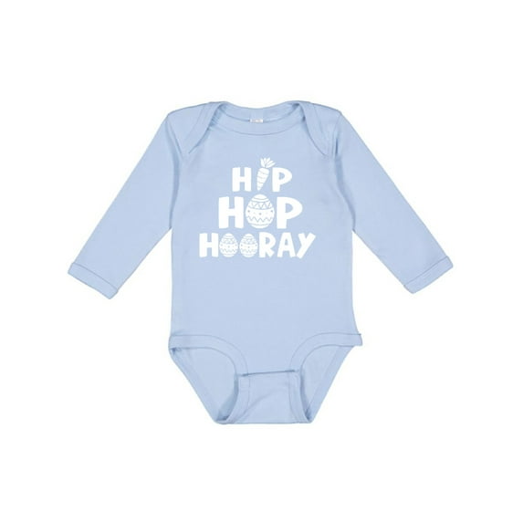 Inktastic Easter Hip Hop Hooray with Eggs and Carrot Boys or Girls Long Sleeve Baby Bodysuit