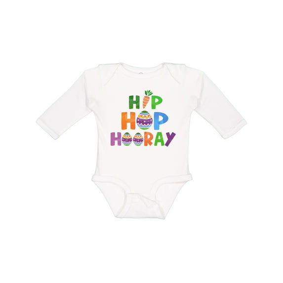 Inktastic Easter Hip Hop Hooray with Eggs and Carrot Boys or Girls Long Sleeve Baby Bodysuit