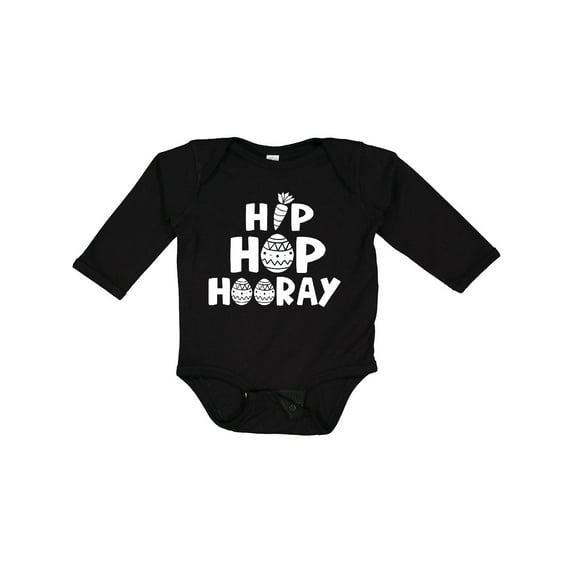 Inktastic Easter Hip Hop Hooray with Eggs and Carrot Boys or Girls Long Sleeve Baby Bodysuit