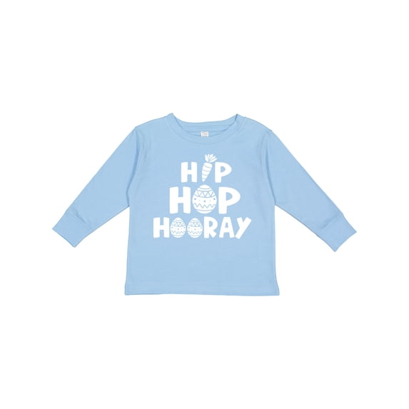 Inktastic Easter Hip Hop Hooray with Eggs and Carrot Boys or Girls Long Sleeve Toddler T-Shirt