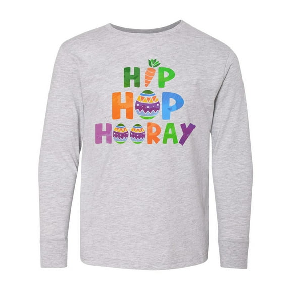 Inktastic Easter Hip Hop Hooray with Eggs and Carrot Long Sleeve Youth T-Shirt