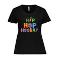thumbnail image 1 of Inktastic Easter Hip Hop Hooray with Eggs and Carrot Women's Plus Size T-Shirt, 1 of 5