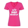 thumbnail image 1 of Inktastic Easter Hip Hop Hooray with Eggs and Carrot Women's V-Neck T-Shirt, 1 of 5