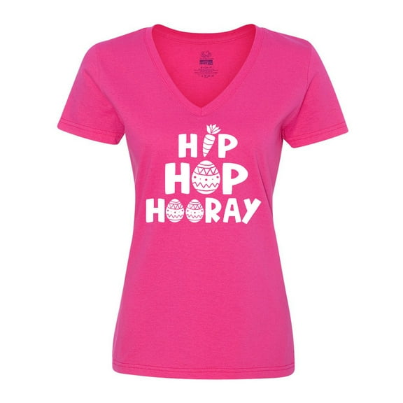 Inktastic Easter Hip Hop Hooray with Eggs and Carrot Women's V-Neck T-Shirt