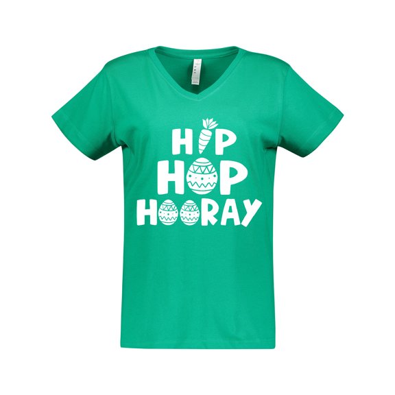 Inktastic Easter Hip Hop Hooray with Eggs and Carrot Women's V-Neck T-Shirt