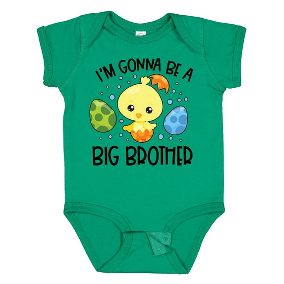 Inktastic Easter I'm Gonna Be a Big Brother with Green and Blue Eggs Boys Baby Bodysuit
