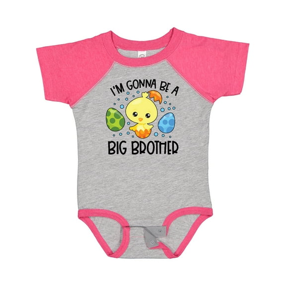 Inktastic Easter I'm Gonna Be a Big Brother with Green and Blue Eggs Boys Baby Bodysuit