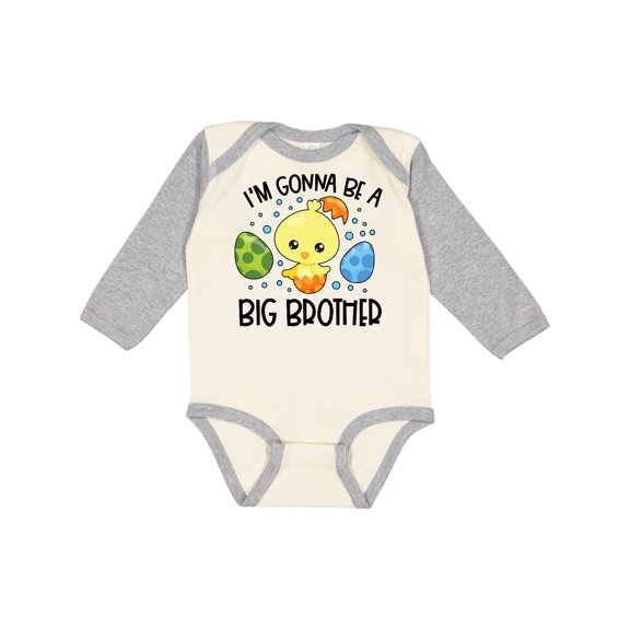Inktastic Easter I'm Gonna Be a Big Brother with Green and Blue Eggs Boys Long Sleeve Baby Bodysuit