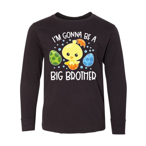 Inktastic Easter I'm Gonna Be a Big Brother with Green and Blue Eggs Long Sleeve Youth T-Shirt