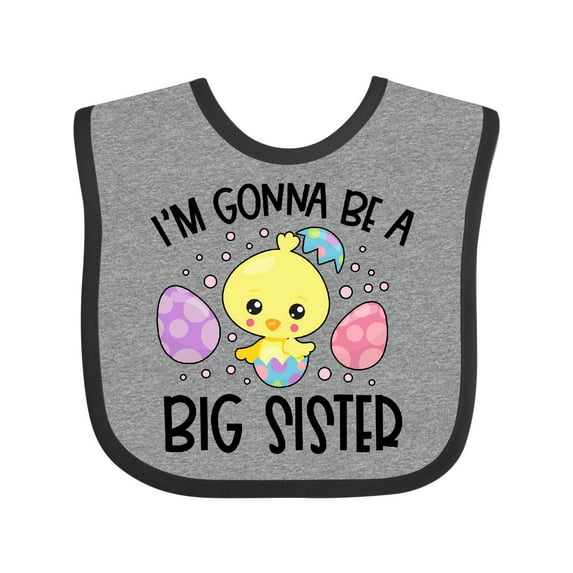 Inktastic Easter I'm Gonna Be a Big Sister with Purple and Pink Eggs Girls Baby Bib