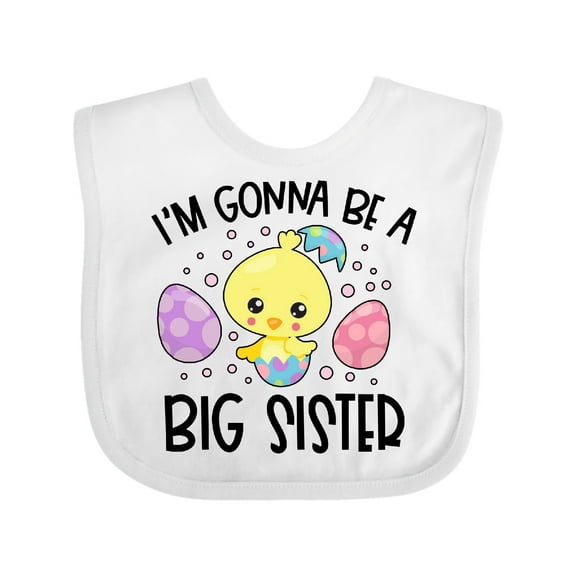 Inktastic Easter I'm Gonna Be a Big Sister with Purple and Pink Eggs Girls Baby Bib