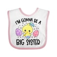thumbnail image 1 of Inktastic Easter I'm Gonna Be a Big Sister with Purple and Pink Eggs Girls Baby Bib, 1 of 4