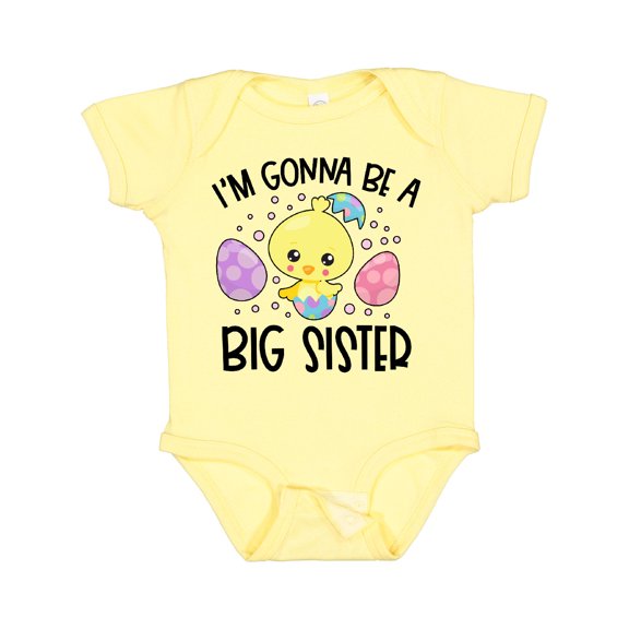 Inktastic Easter I'm Gonna Be a Big Sister with Purple and Pink Eggs Girls Baby Bodysuit