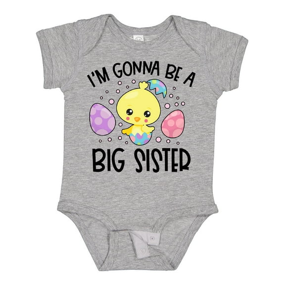 Inktastic Easter I'm Gonna Be a Big Sister with Purple and Pink Eggs Girls Baby Bodysuit
