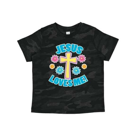 Inktastic Easter Jesus Loves Me with Cross and Flowers Boys or Girls Toddler T-Shirt