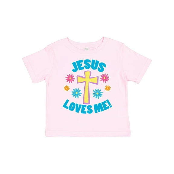 Inktastic Easter Jesus Loves Me with Cross and Flowers Boys or Girls Toddler T-Shirt