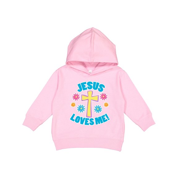 Inktastic Easter Jesus Loves Me with Cross and Flowers Toddler Hoodie