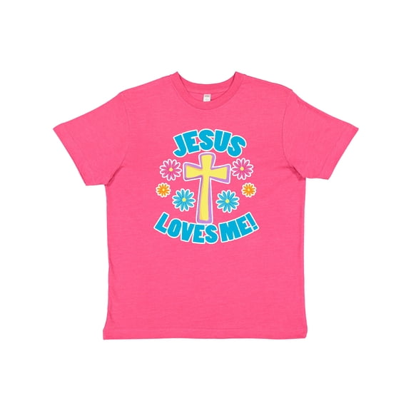 Inktastic Easter Jesus Loves Me with Cross and Flowers Youth T-Shirt
