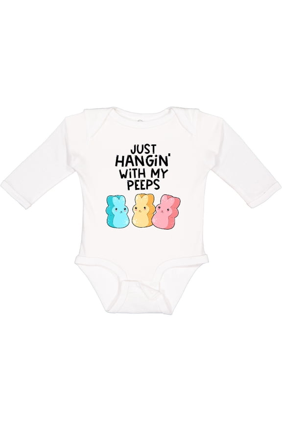 Easter Just Hangin' with My Peeps Boys or Girls Long Sleeve Baby Bodysuit