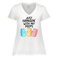 thumbnail image 1 of Inktastic Easter Just Hangin' with My Peeps Women's Plus Size V-Neck T-Shirt, 1 of 5