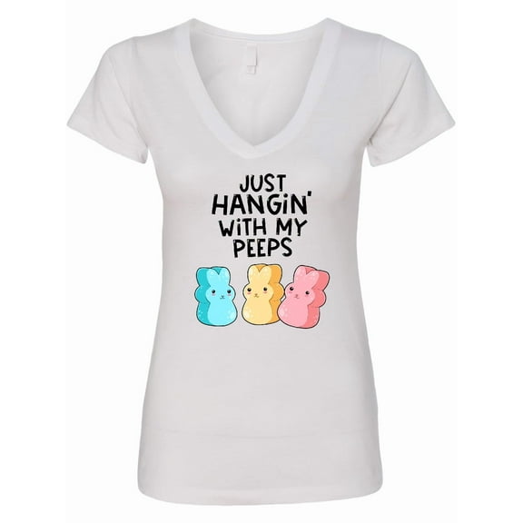 Inktastic Easter Just Hangin' with My Peeps Women's V-Neck T-Shirt