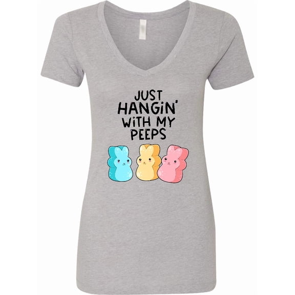 Inktastic Easter Just Hangin' with My Peeps Women's V-Neck T-Shirt