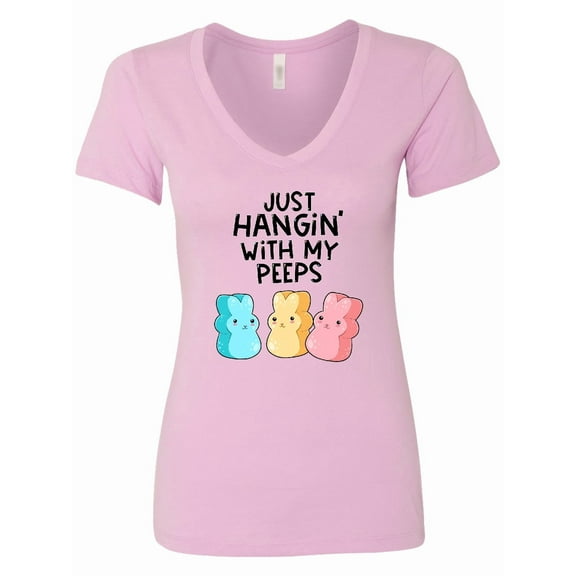 Inktastic Easter Just Hangin' with My Peeps Women's V-Neck T-Shirt
