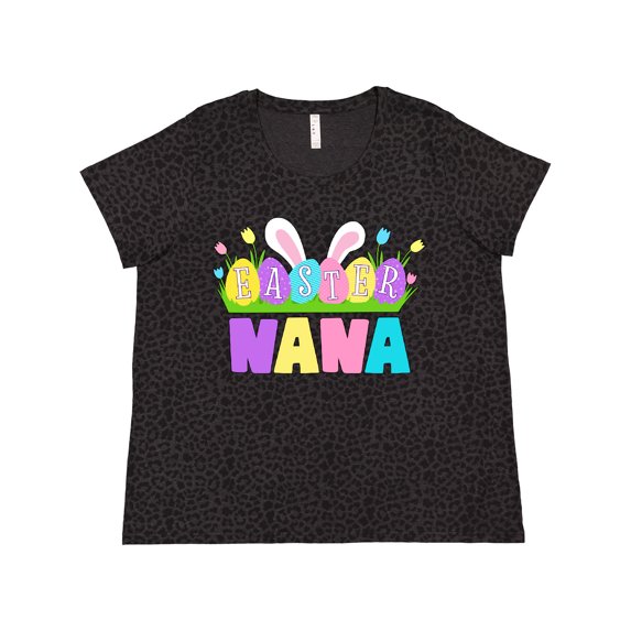 Inktastic Easter Nana Easter Eggs and Bunny Ears Women's Plus Size T-Shirt
