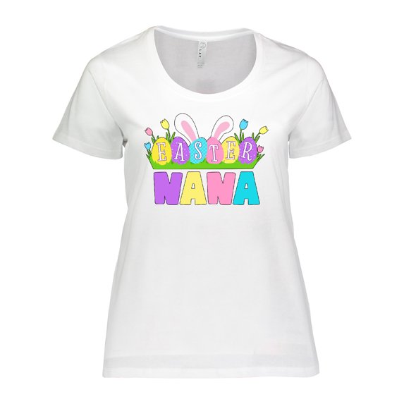Inktastic Easter Nana Easter Eggs and Bunny Ears Women's Plus Size T-Shirt