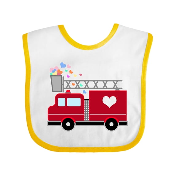 Inktastic Easter Red Firetruck with Pink Hearts Boys or Girls Baby Bib