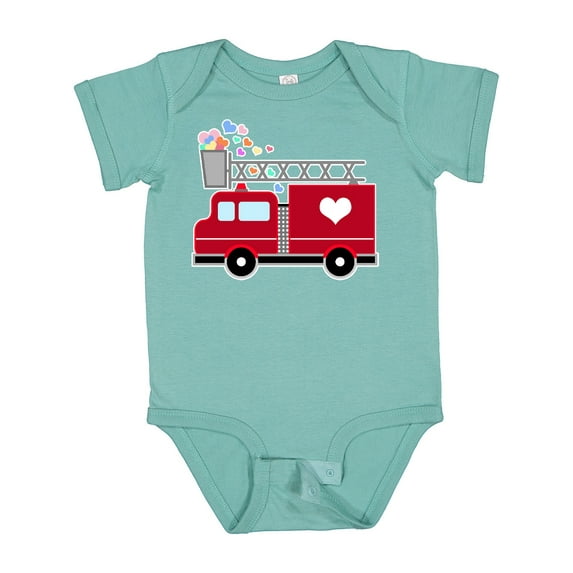 Inktastic Easter Red Firetruck with Pink Hearts Boys or Girls Baby Bodysuit
