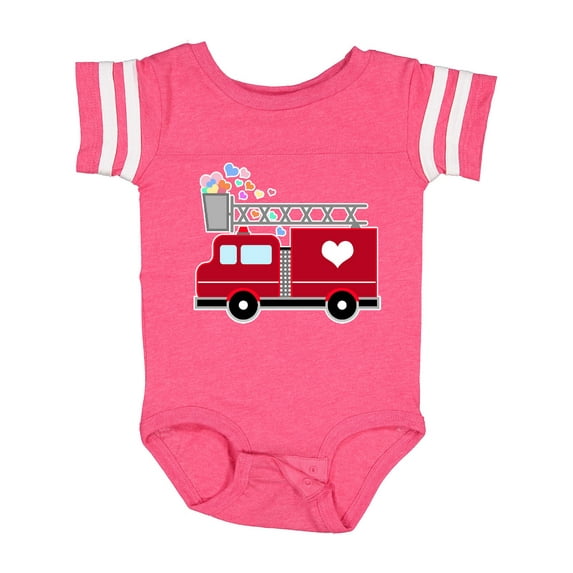 Inktastic Easter Red Firetruck with Pink Hearts Boys or Girls Baby Bodysuit
