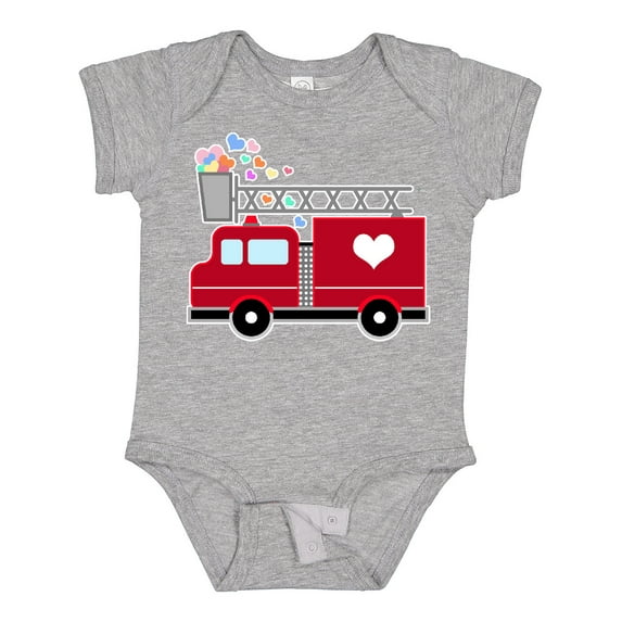 Inktastic Easter Red Firetruck with Pink Hearts Boys or Girls Baby Bodysuit