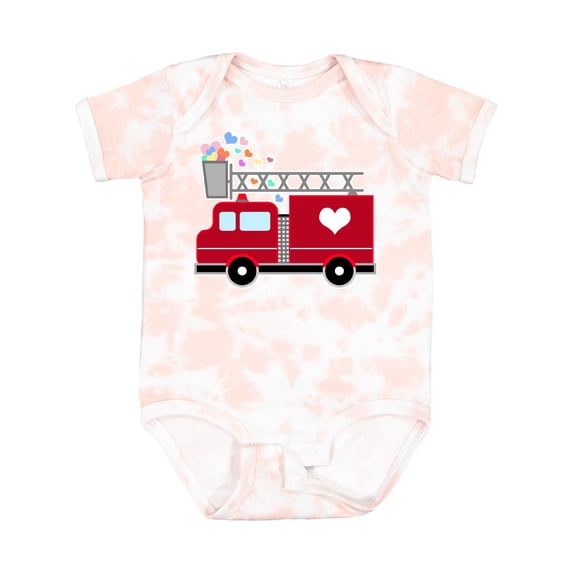 Inktastic Easter Red Firetruck with Pink Hearts Boys or Girls Baby Bodysuit