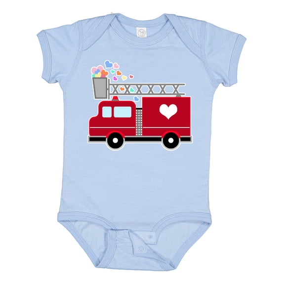 Inktastic Easter Red Firetruck with Pink Hearts Boys or Girls Baby Bodysuit