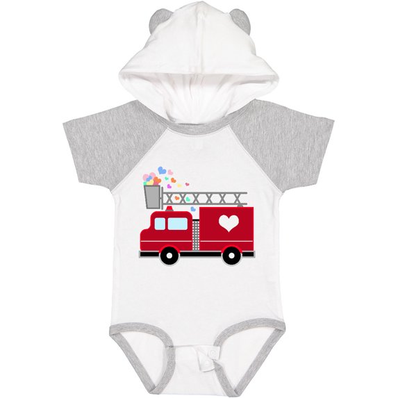 Inktastic Easter Red Firetruck with Pink Hearts Boys or Girls Baby Bodysuit