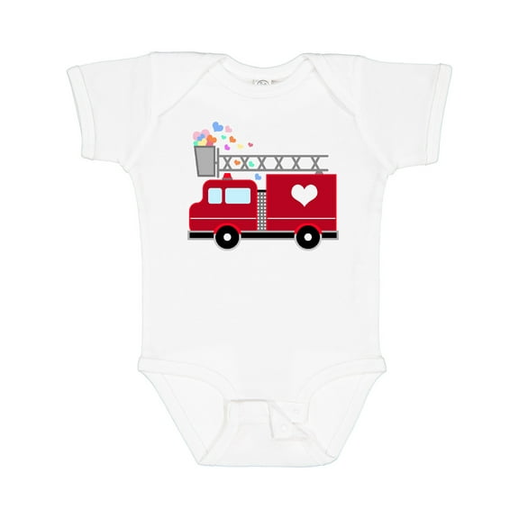 Inktastic Easter Red Firetruck with Pink Hearts Boys or Girls Baby Bodysuit