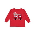 thumbnail image 1 of Inktastic Easter Red Firetruck with Pink Hearts Boys or Girls Long Sleeve Toddler T-Shirt, 1 of 5