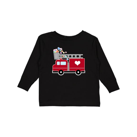Inktastic Easter Red Firetruck with Pink Hearts Boys or Girls Long Sleeve Toddler T-Shirt