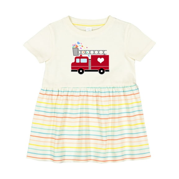 Inktastic Easter Red Firetruck with Pink Hearts Girls Baby Dress