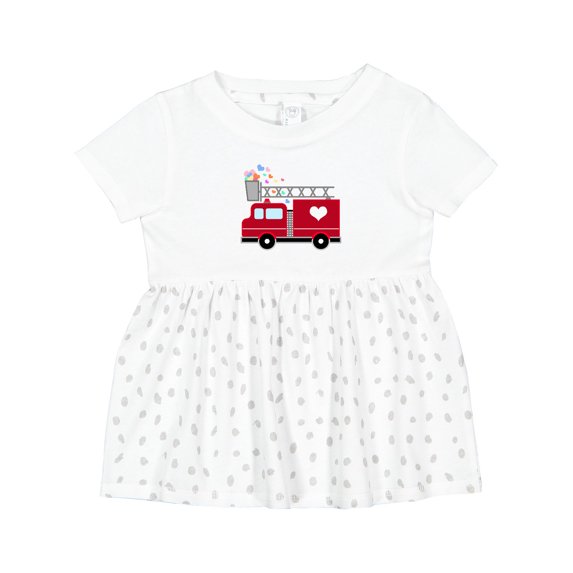 Inktastic Easter Red Firetruck with Pink Hearts Girls Baby Dress