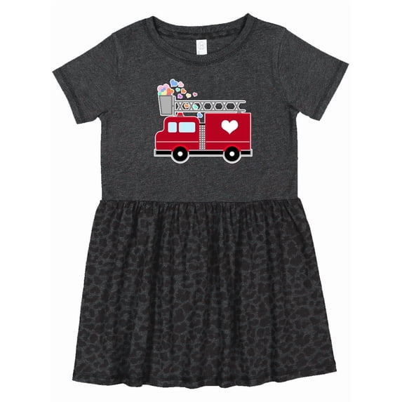 Inktastic Easter Red Firetruck with Pink Hearts Girls Toddler Dress
