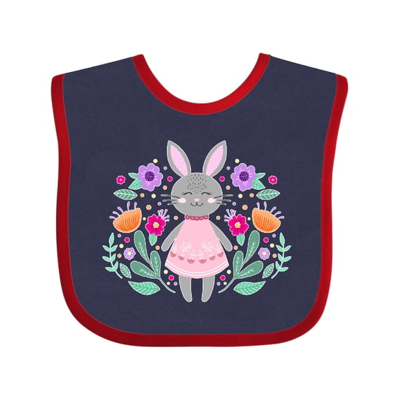 Inktastic Easter Scandinavian Bunny with Flowers Boys or Girls Baby Bib