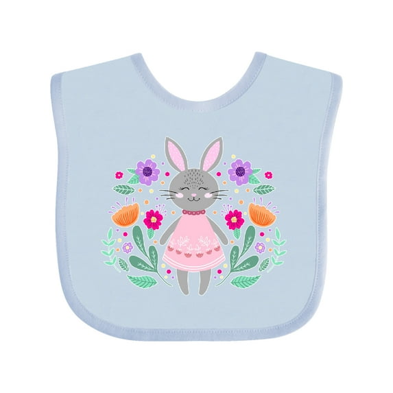 Inktastic Easter Scandinavian Bunny with Flowers Boys or Girls Baby Bib