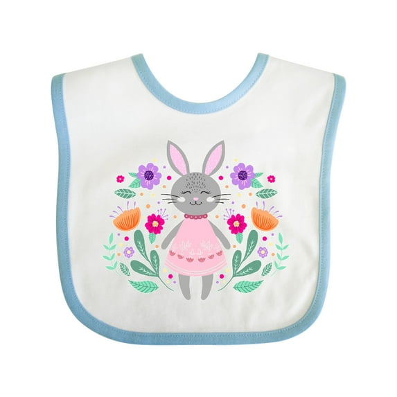 Inktastic Easter Scandinavian Bunny with Flowers Boys or Girls Baby Bib