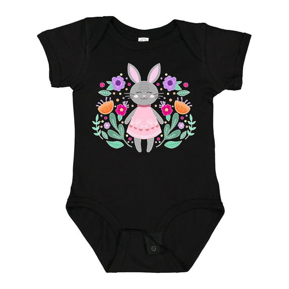 Inktastic Easter Scandinavian Bunny with Flowers Boys or Girls Baby Bodysuit