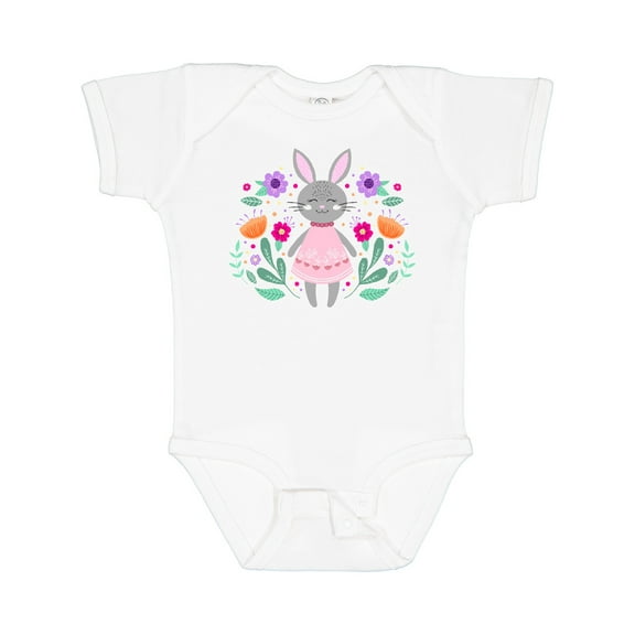 Inktastic Easter Scandinavian Bunny with Flowers Boys or Girls Baby Bodysuit