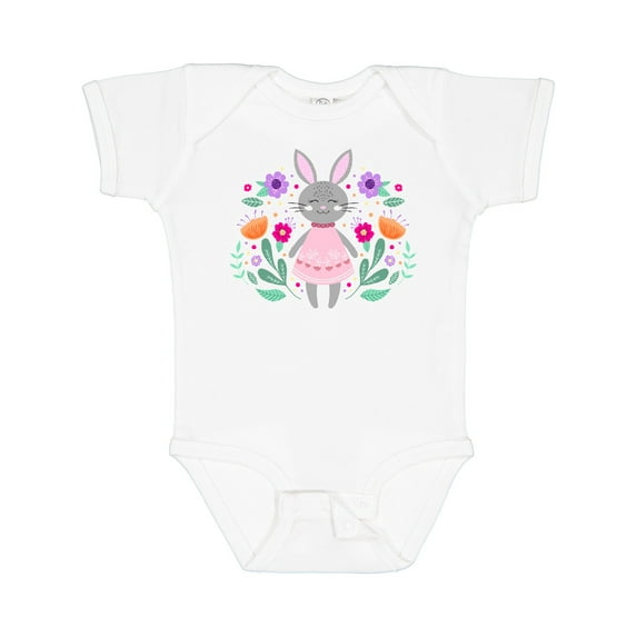 Inktastic Easter Scandinavian Bunny with Flowers Boys or Girls Baby Bodysuit