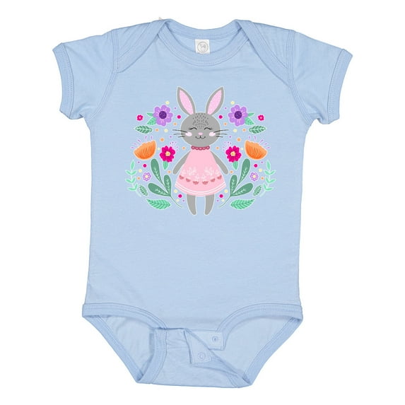 Inktastic Easter Scandinavian Bunny with Flowers Boys or Girls Baby Bodysuit