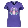 thumbnail image 1 of Inktastic Easter Scandinavian Bunny with Flowers Women's V-Neck T-Shirt, 1 of 5